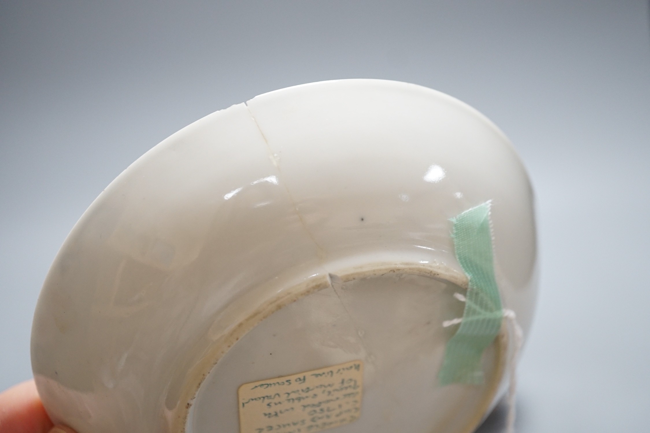 An 18th century Chinese Imari pattern saucer, a small Korean vase and two other pieces